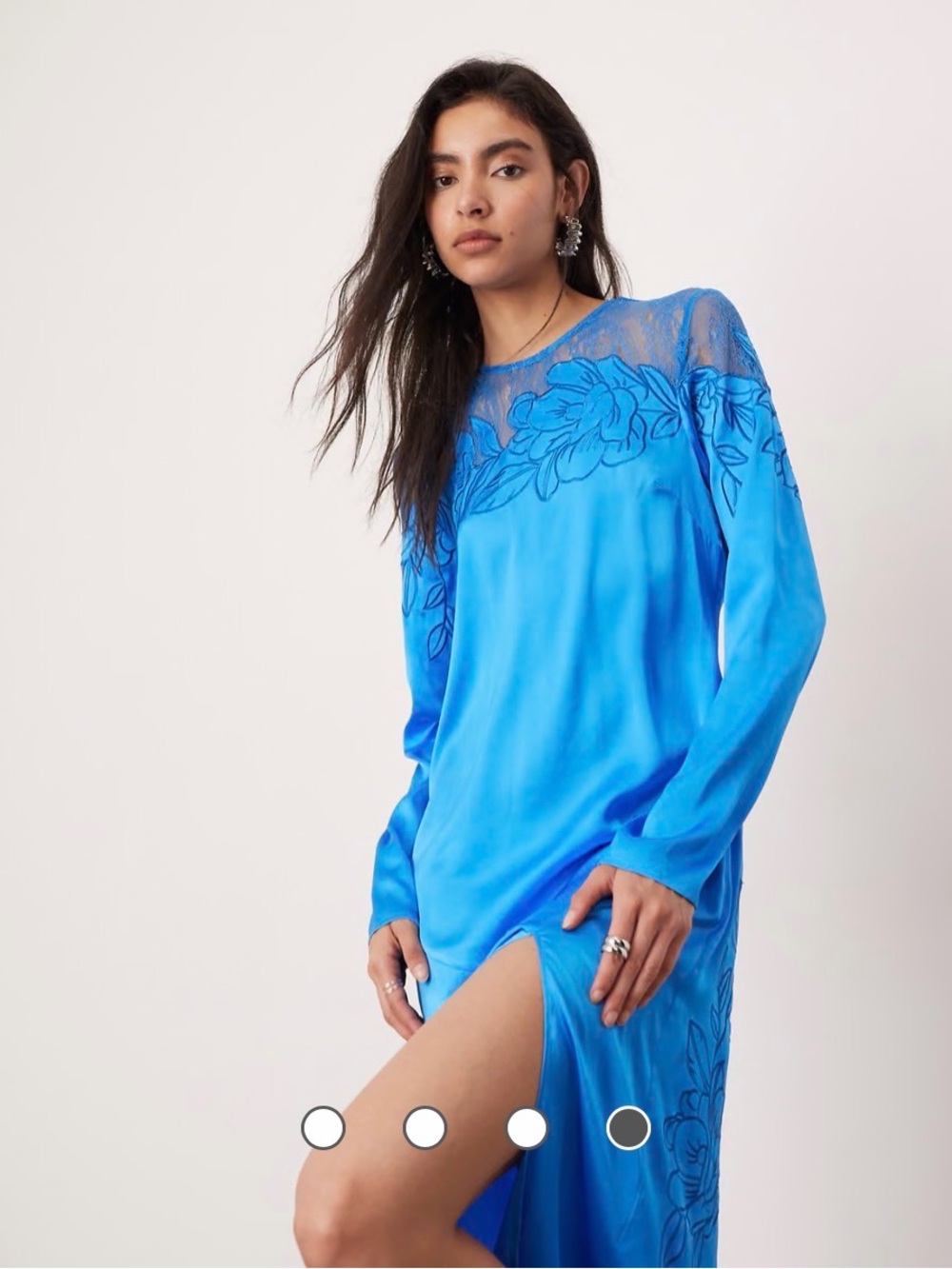 ASOS EDITION embroidered lace paneled long sleeve maxi dress. Cobalt blue. New! - Picture 4 of 5